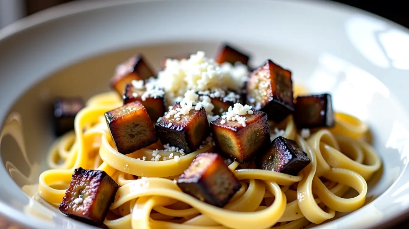 tagliatelle melanzane tonno affumicato"